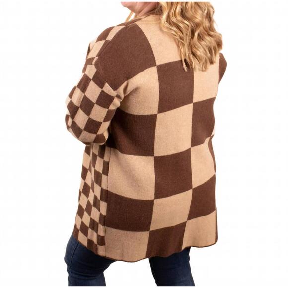 NEW HAPTICS keep it in check open front cardigan in brown - Picture 4 of 5